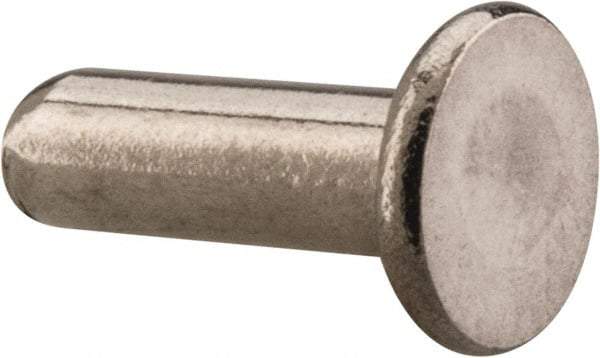 RivetKing - 1/8" Body Diam, Flat Uncoated Stainless Steel Solid Rivet - 3/8" Length Under Head, Grade 18-8 - A1 Tooling