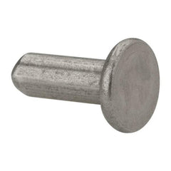 RivetKing - 3/16" Body Diam, Flat Uncoated Stainless Steel Solid Rivet - 1/2" Length Under Head, Grade 18-8 - A1 Tooling