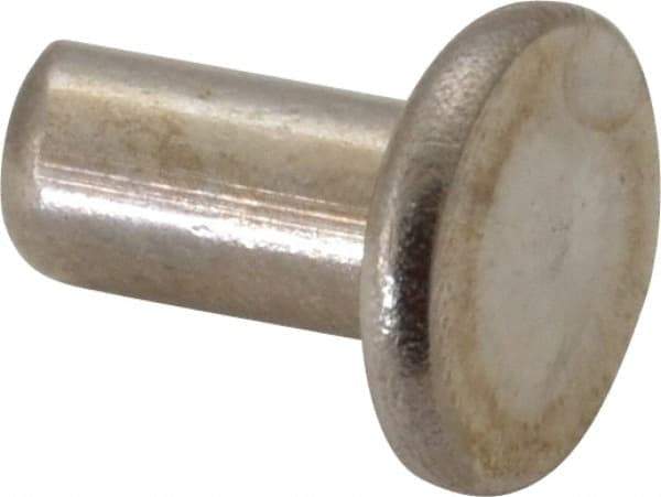 RivetKing - 1/4" Body Diam, Flat Uncoated Stainless Steel Solid Rivet - 1/2" Length Under Head, Grade 18-8 - A1 Tooling