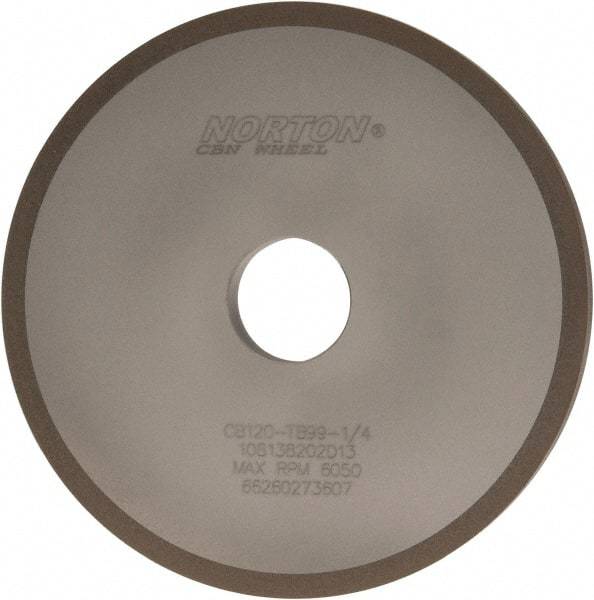 Norton - 6" Diam x 1-1/4" Hole x 1/2" Thick, 120 Grit Surface Grinding Wheel - CBN, Type 1A1, Fine Grade, Resinoid Bond - A1 Tooling