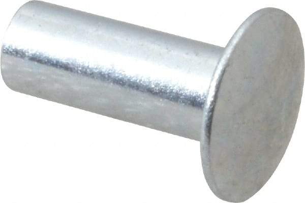 RivetKing - 0.134 to 0.141" Hole Diam, Round Head, Zinc Plated Steel, Semi Tubular Rivet - 3/8 Head Diam, 1/2" Length Under Head, 3/16 Body Diam - A1 Tooling