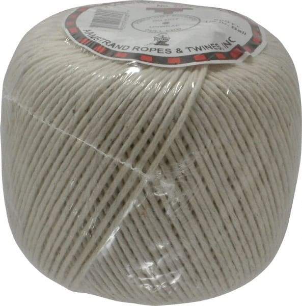 Made in USA - 0.058 Inch Diameter, Cotton Twine Ball - 45 Lbs. Breaking Strength, White, 1,190 Ft. per Lb. - A1 Tooling