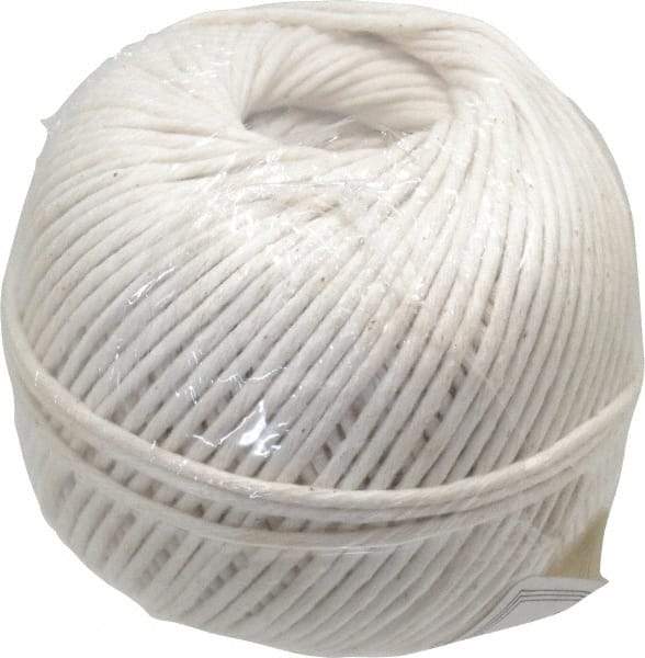 Made in USA - 0.08 Inch Diameter, Cotton Twine Ball - 82 Lbs. Breaking Strength, White, 610 Ft. per Lb. - A1 Tooling