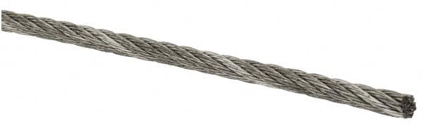 Lift-All - 1/16" Diam, Aircraft Cable Wire - 480 Lb Breaking Strength, 7 x 7 Strand Core - A1 Tooling