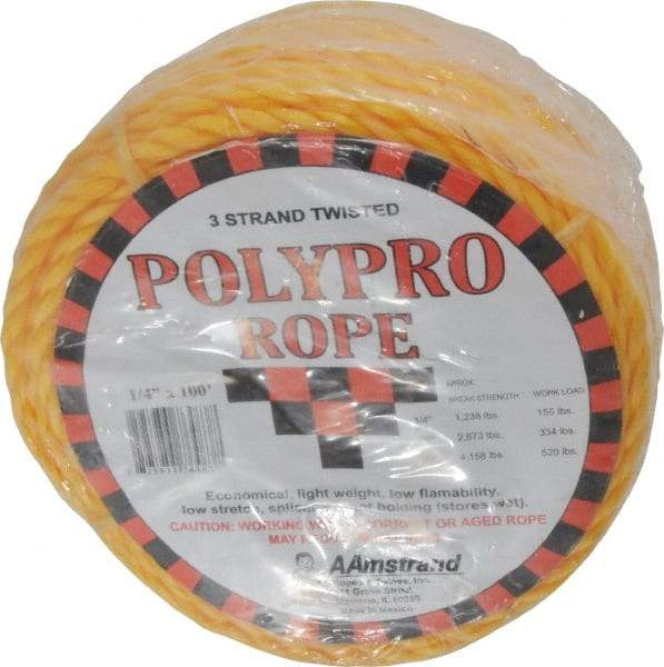 Value Collection - 100' Max Length Polypropylene Coilettes - 1/4" Diam, 1,130 Lb Capacity - A1 Tooling