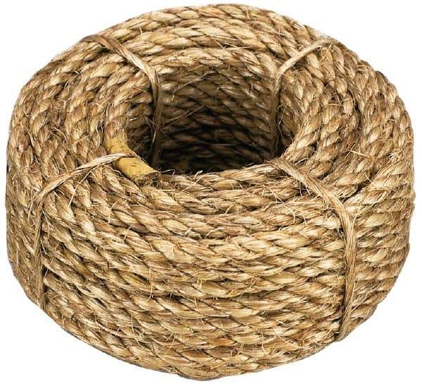 Value Collection - 100' Max Length Manila Rope - 1/4" Diam, 67 Lb Capacity - A1 Tooling