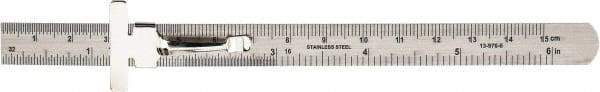 SPI - 6" Long, 1/64" Decimal Equivalency Table and 1mm Graduation, Flexible Stainless Steel Rule - English/Metric Graduation Style, 1/2" Wide, Silver, Polished Finish - A1 Tooling