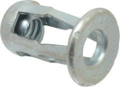 Au-Ve-Co Products - #10-24 UNC Thread, Zinc Plated, Steel, Screwdriver Installed Rivet Nut - 1/64 to 3/16" Grip, 17/32" Flange Diam, 0.716" Long - A1 Tooling