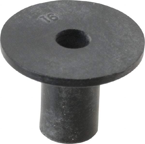 Au-Ve-Co Products - #8-32, 3/4" Diam x 0.062" Thick Flange, Rubber Insulated Rivet Nut - UNC Thread, Neoprene, 1/2" Long x 5/16" Body Diam, 0.575" OAL - A1 Tooling