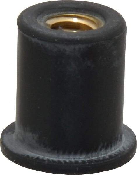 Au-Ve-Co Products - 1/4-20, 5/8" Diam x 0.051" Thick Flange, Rubber Insulated Rivet Nut - UNC Thread, Neoprene, 19/32" Long x 1/2" Body Diam, 0.641" OAL - A1 Tooling