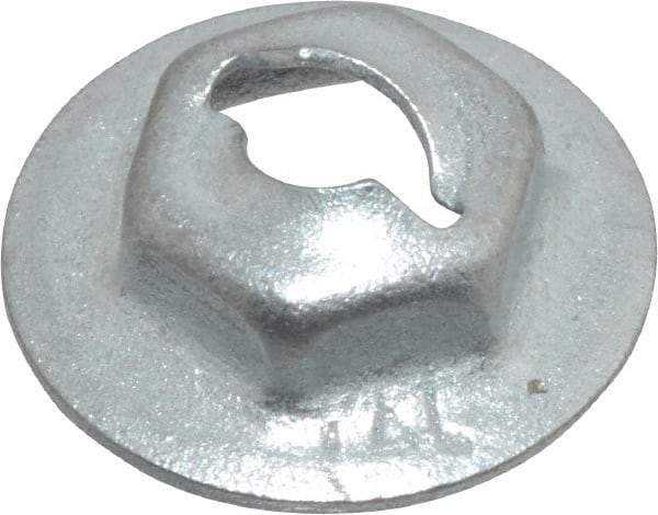 Value Collection - 5/32" Hole Diam, 9/16" OD, 3/8" Width Across Flats Washer Lock Nut - Zinc-Plated Spring Steel, For Use with Non Threaded Fasteners - A1 Tooling