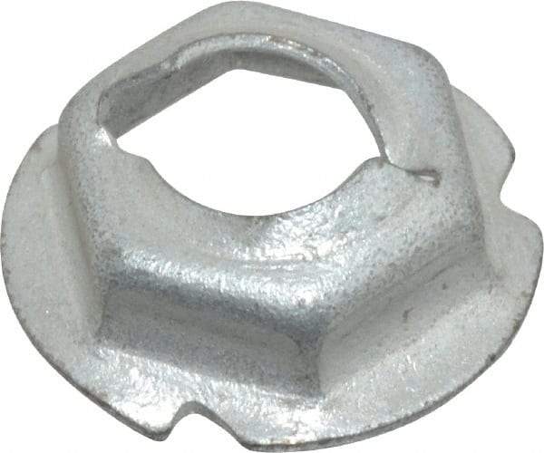 Au-Ve-Co Products - 1/4" Hole Diam, 19/32" OD, 7/16" Width Across Flats Washer Lock Nut - Zinc-Plated Spring Steel, For Use with Non Threaded Fasteners - A1 Tooling