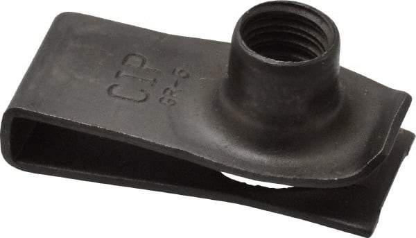 Au-Ve-Co Products - 5/16-18 Screw, 0.025 to 0.15" Thick, Spring Steel Extruded Tapped Hole U Nut - 27/32" Center Edge, Black Phosphate Finish - A1 Tooling