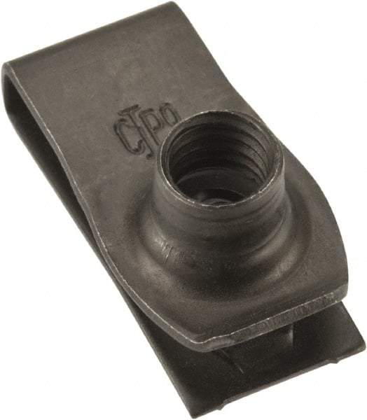 Value Collection - M8x1.25 Screw, 0.8 to 4.5mm Thick, Spring Steel Extruded Tapped Hole U Nut - 13/16" Center Edge, Black Phosphate Finish - A1 Tooling