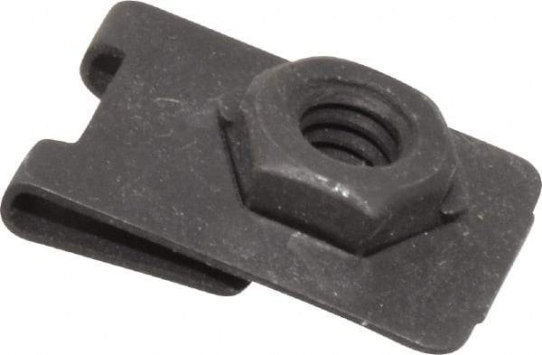 Value Collection - 1/4-20 Screw, 0.032 to 0.093" Thick, Spring Steel J Nut Retainer - 1/2" Center Edge, Black Phosphate Finish - A1 Tooling