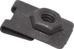 Value Collection - 1/4-20 Screw, 0.032 to 0.093" Thick, Spring Steel J Nut Retainer - 1/2" Center Edge, Black Phosphate Finish - A1 Tooling