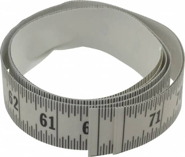 Made in USA - 6 Ft. Long x 1-1/4 Inch Wide, 1/16 Inch Graduation, Clear, Mylar Adhesive Tape Measure - Reads Right to Left, Horizontal Scale - A1 Tooling