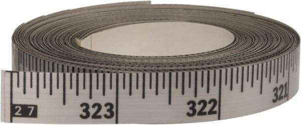 Made in USA - 30 Ft. Long x 1/2 Inch Wide, 1/16 Inch Graduation, Silver, Mylar Adhesive Tape Measure - Reads Right to Left, Horizontal Scale - A1 Tooling