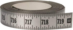 Made in USA - 60 Ft. Long x 1 Inch Wide, 1/16 Inch Graduation, Silver, Mylar Adhesive Tape Measure - Reads Left to Right, Horizontal Scale - A1 Tooling