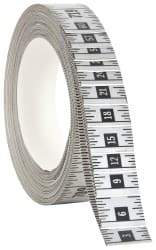 Made in USA - 60 Ft. Long x 1 Inch Wide, 1/16 Inch Graduation, Silver, Mylar Adhesive Tape Measure - Reads Right to Left, Horizontal Scale - A1 Tooling