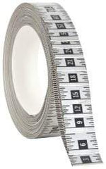 Made in USA - 60 Ft. Long x 1 Inch Wide, 1/16 Inch Graduation, Silver, Mylar Adhesive Tape Measure - Reads Right to Left, Horizontal Scale - A1 Tooling