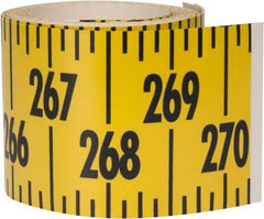 Made in USA - 22.5 Ft. Long x 3 Inch Wide, 1/4 Inch Graduation, Yellow, Mylar Adhesive Tape Measure - Reads Left to Right, Horizontal Scale - A1 Tooling