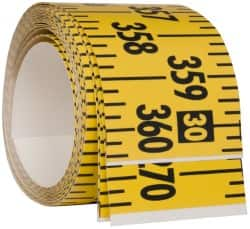 Made in USA - 30 Ft. Long x 3 Inch Wide, 1/4 Inch Graduation, Yellow, Mylar Adhesive Tape Measure - Reads Left to Right, Horizontal Scale - A1 Tooling