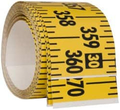 Made in USA - 30 Ft. Long x 3 Inch Wide, 1/4 Inch Graduation, Yellow, Mylar Adhesive Tape Measure - Reads Left to Right, Horizontal Scale - A1 Tooling