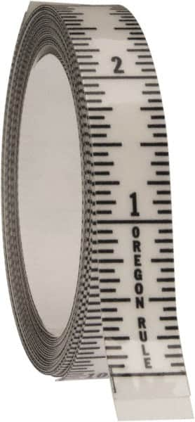 Made in USA - 12 Ft. Long x 1/2 Inch Wide, 1/16 Inch Graduation, Clear, Mylar Adhesive Tape Measure - Reads Bottom to Top, Vertical Rules - A1 Tooling