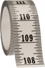 Made in USA - 12 Ft. Long x 1-1/4 Inch Wide, 1/16 Inch Graduation, Clear, Mylar Adhesive Tape Measure - Reads Bottom to Top, Vertical Rules - A1 Tooling