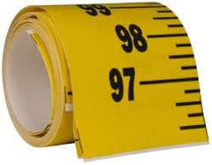 Made in USA - 12 Ft. Long x 3 Inch Wide, 1/4 Inch Graduation, Yellow, Mylar Adhesive Tape Measure - Reads Bottom to Top, Vertical Rules - A1 Tooling