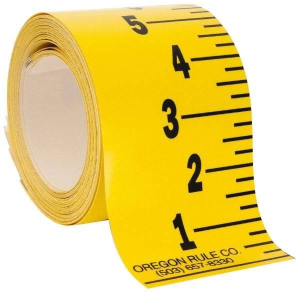 Made in USA - 36 Ft. Long x 3 Inch Wide, 1/4 Inch Graduation, Yellow, Mylar Adhesive Tape Measure - Reads Bottom to Top, Vertical Rules - A1 Tooling