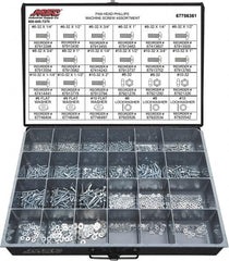 Value Collection - 1,200 Piece, #6-32 to #10-32, Steel Machine Screw Assortment - Pan Head, Phillips Drive, 1/4 to 2" Long, Grade 2 - A1 Tooling