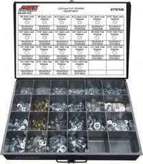 Value Collection - 3529 Piece, No. 6, 5/8" Screw, Grade 2 Steel Flat & Split Lock Washer Assortment - Includes 1/4 to 12" Screw & Compartmented Storage Case - A1 Tooling