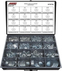 Value Collection - 1840 Piece, 1/4 to 1-1/2" Screw, Grade 2 Steel SAE Flat Washer Assortment - Includes 1/4 to 1-1/2" Screw & Compartmented Storage Case - A1 Tooling