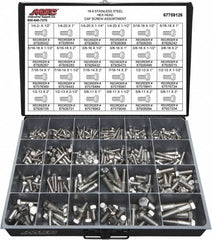 Value Collection - 375 Piece Stainless Steel Hex Head Cap Screws - 1/4-20 to 5/8-11 Thread, 18-8 - A1 Tooling