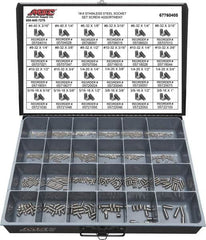 Value Collection - 685 Piece, #4-40 to 3/8-16, Stainless Steel Set Screw Assortment - Hex Head, Hex Socket Drive, 3/16 to 1" Long, Grade 18-8 - A1 Tooling