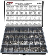 Value Collection - 2,200 Piece, #6-32 to 1/4-20, Stainless Steel Machine Screw Assortment - Round Head, Slotted Drive, 1/2 to 2" Long, Grade 18-8 - A1 Tooling