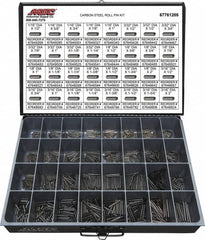 Value Collection - 157 Piece, 1/16 to 3/16" Pin Diam, Spring Pin Assortment - 1/2 to 2" Long, Grade 2 Steel - A1 Tooling