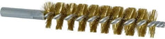 Schaefer Brush - 4" Brush Length, 1" Diam, Double Stem, Single Spiral Tube Brush - 6-1/4" Long, Brass, 12-24 Female Connection - A1 Tooling