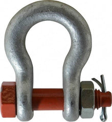 Campbell - 1/2" Nominal Chain Size, 3.33 Ton Alloy Steel Bolt Anchor Shackle - 1/2" Diam, 5/8" Pin Diam, 1-15/16" High x 13/16" Wide Inside Jaw, 1-1/4" Inside Width, 1-1/4" Max Body Thickness - A1 Tooling