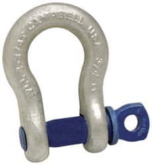 Campbell - 1-3/4" Nominal Chain Size, 25. Ton Carbon Steel Bolt Anchor Shackle - 1-3/4" Diam, 2" Pin Diam, 7" High x 2-7/8" Wide Inside Jaw, 4-3/4" Inside Width, 4" Max Body Thickness - A1 Tooling