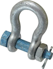 Campbell - 1/2" Nominal Chain Size, 2 Ton Carbon Steel Bolt Anchor Shackle - 1/2" Diam, 5/8" Pin Diam, 1-15/16" High x 13/16" Wide Inside Jaw, 1-1/4" Inside Width, 1-1/4" Max Body Thickness - A1 Tooling