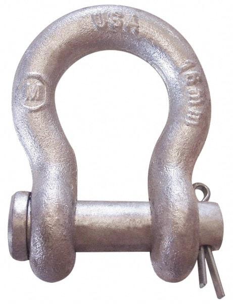 CM - 7/8" Nominal Chain Size, 7 Ton Carbon Steel Loose Anchor Shackle - 7/8" Diam, 1" Pin Diam, 3-1/8" High x 1-7/16" Wide Inside Jaw, 2-1/16" Inside Width, 2" Max Body Thickness - A1 Tooling