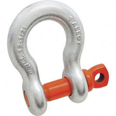 Campbell - 1-1/4" Nominal Chain Size, 18 Ton Alloy Steel Screw Anchor Shackle - 1-1/4" Diam, 1-3/8" Pin Diam, 4-1/2" High x 2" Wide Inside Jaw, 3-1/4" Inside Width, 3" Max Body Thickness - A1 Tooling