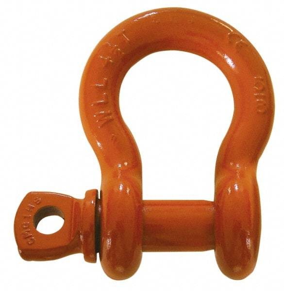 CM - 2" Nominal Chain Size, 43 Ton Alloy Steel Screw Anchor Shackle - 2" Diam, 2-1/4" Pin Diam, 7-3/4" High x 3-1/4" Wide Inside Jaw, 5-3/4" Inside Width, 4-7/8" Max Body Thickness - A1 Tooling