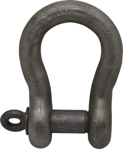 CM - 1-1/2" Nominal Chain Size, 25. Ton Alloy Steel Screw Anchor Shackle - 1-1/2" Diam, 1-5/8" Pin Diam, 5-3/4" High x 2-3/8" Wide Inside Jaw, 3-7/8" Inside Width, 3-1/2" Max Body Thickness - A1 Tooling