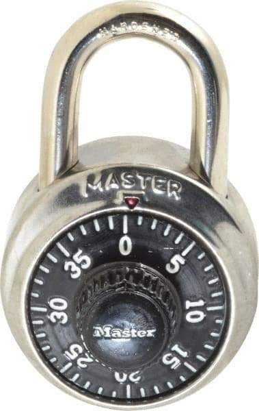 Master Lock - 1-7/8" Body Width, 3/4" Shackle Clearance, Stainless Steel Combination Lock - 9/32" Shackle Diam, 13/16" Shackle Width - A1 Tooling