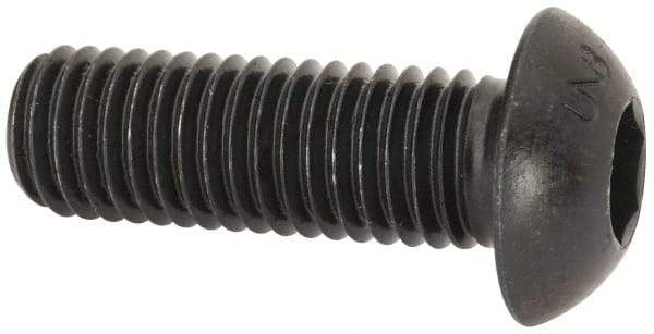 Unbrako - M12x1.75 Metric Coarse Hex Socket Drive, Button Screw - Alloy Steel, Black Oxide Finish, 35mm Length Under Head - A1 Tooling