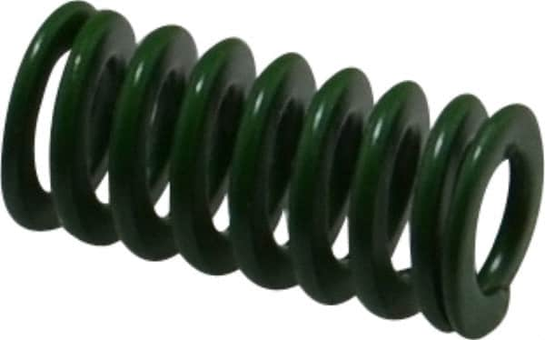 Associated Spring Raymond - 12.5mm Hole Diam, 6.3mm Rod Diam, 1" Free Length, Green Die Spring - 241 N Max Deflection, 10.3mm Max Deflection, Light Duty, Chromium Alloy Steel - A1 Tooling